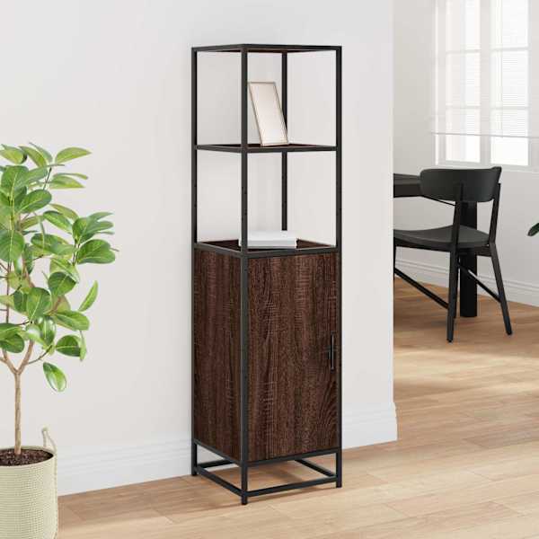 Highboard pruun tamm 35,5 × 35 × 139 cm Engineered Wood and Metal