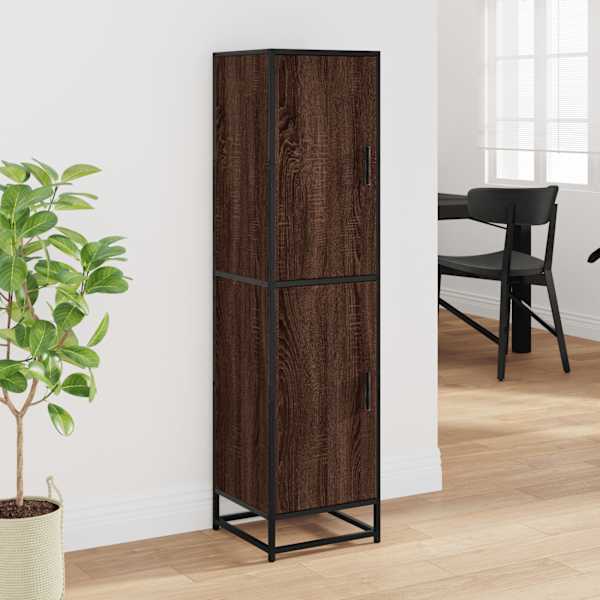 Highboard pruun tamm 35,5 × 35 × 139 cm Engineered Wood and Metal