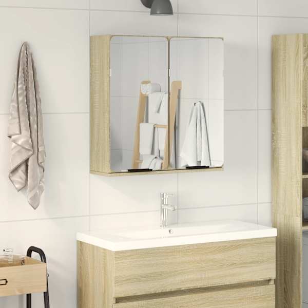 Vannitoa peegelkapp, Sonoma tamm, 64,5 × 20 × 66,5 cm tehispuit
