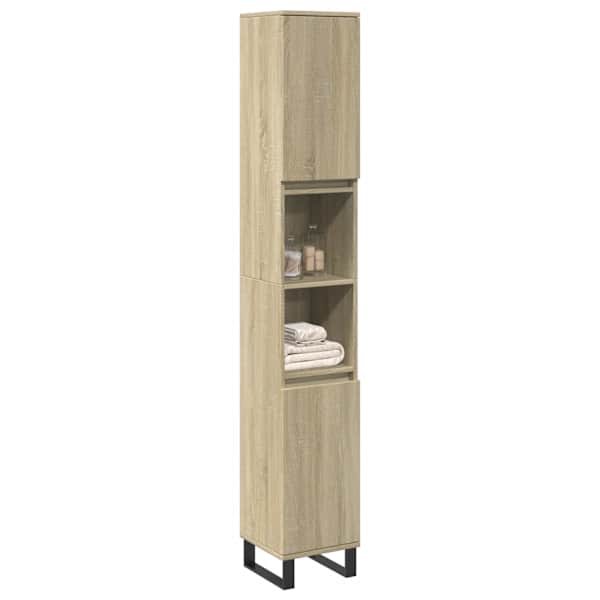Vannitoakapp, Sonoma tamm, 30 × 30 × 190 cm, tehispuit