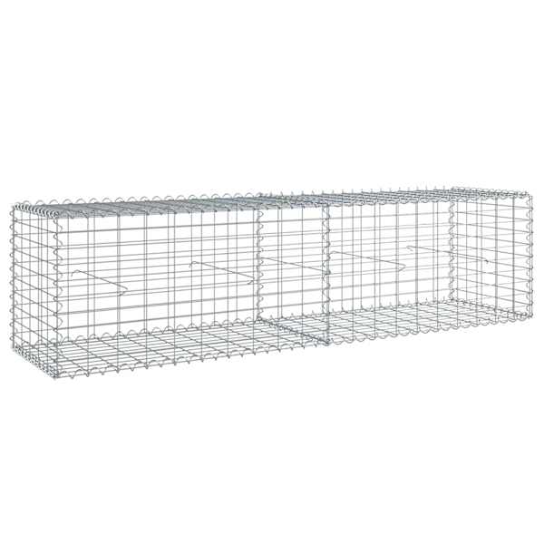 Kaanega gabioonkorv 200 × 50 × 50 cm, roostevaba raudtraat – hõbedane