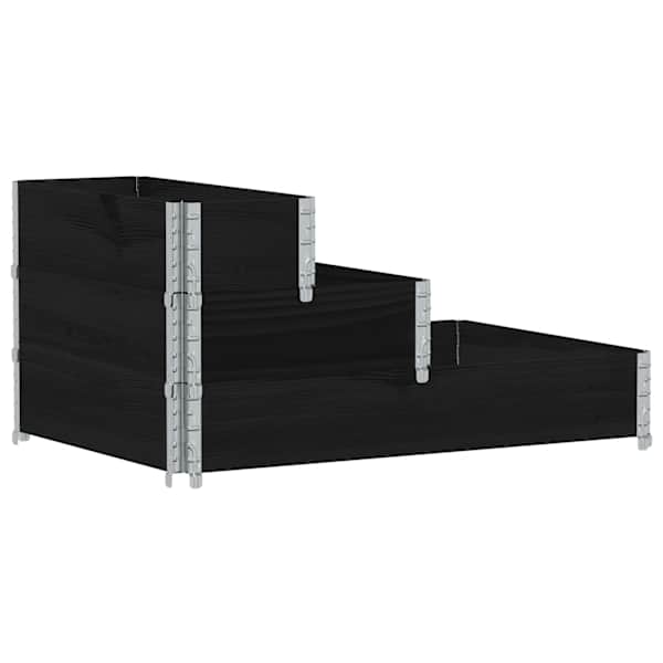 Taimekast 3-tasandiline 120 × 80 × 60,5 cm, täismännipuit – must