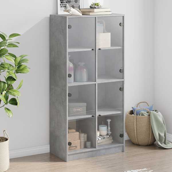 Kõrge kapp ustega, must, 68 × 37 × 142 cm, tehispuit