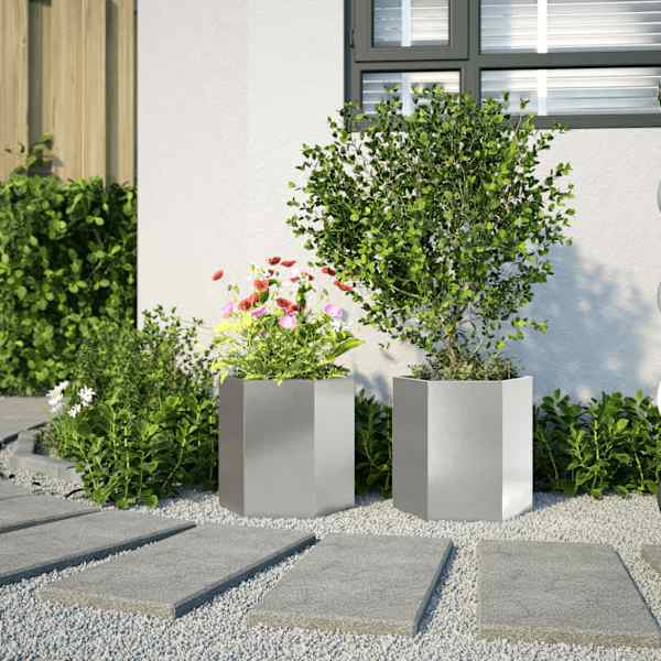 Taimekast 46 × 40 × 45 cm, roostevaba teras – helehall – 2 tk