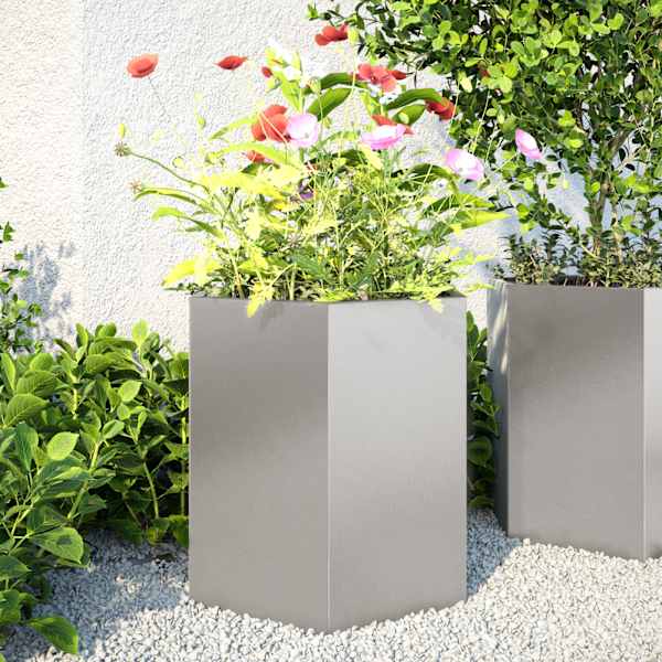 Taimekast 46 × 40 × 45 cm, roostevaba teras – helehall – 2 tk
