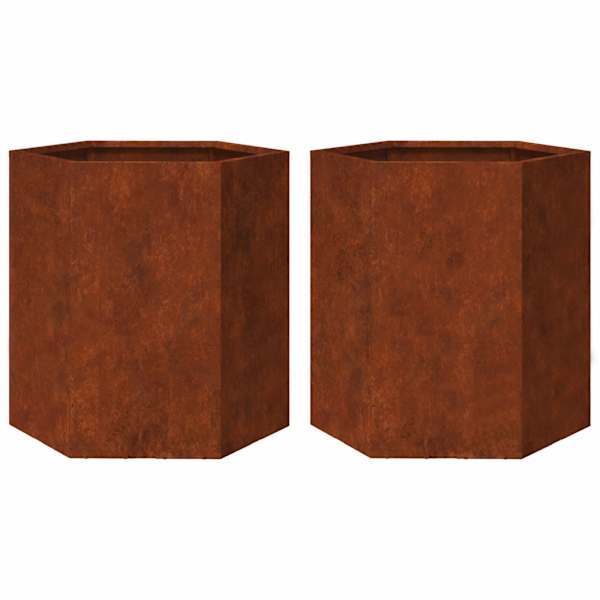 Taimekast 46 × 40 × 45 cm, ilmastikukindel teras – kulunud teras / pruun – 2 tk