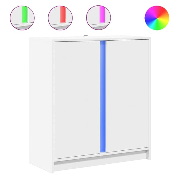 Puhvetkapp LED-tulega, valge, 77 × 34 × 85 cm, tehispuit