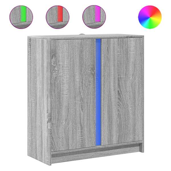 Puhvetkapp LED-tulega, hall Sonoma tamm, 77 × 34 × 85 cm tehispuit