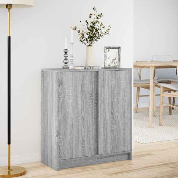 Puhvetkapp LED-tulega, hall Sonoma tamm, 77 × 34 × 85 cm tehispuit