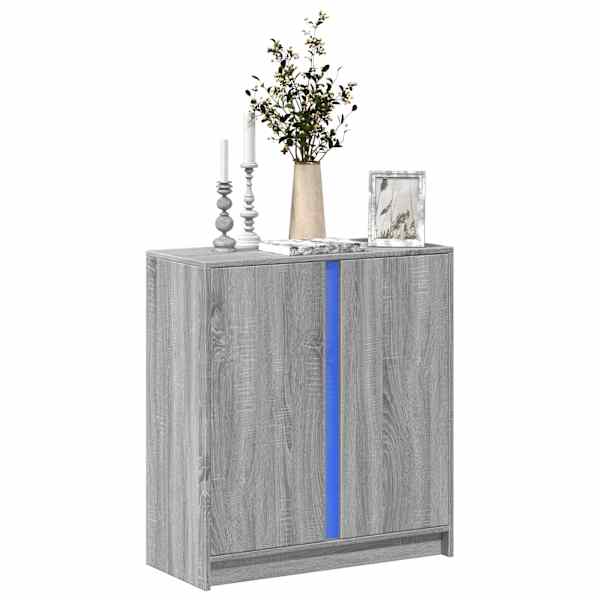 Puhvetkapp LED-tulega, hall Sonoma tamm, 77 × 34 × 85 cm tehispuit