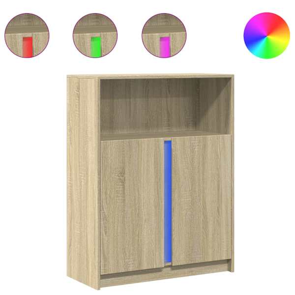 Puhvetkapp LED-tulega, Sonoma tamm, 77 × 34 × 100 cm, tehispuit