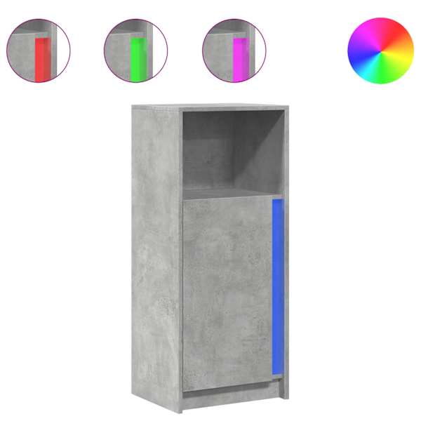Puhvetkapp LED-tulega, betoonhall, 42,5 × 34 × 100 cm, tehispuit