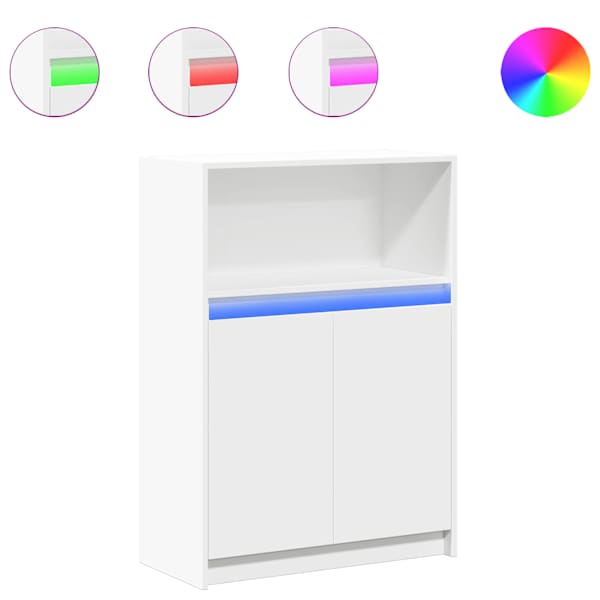 Puhvetkapp LED-tulega, valge, 72 × 34 × 100 cm, tehispuit