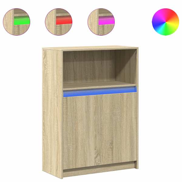 Puhvetkapp LED-tulega, Sonoma tamm, 72 × 34 × 100 cm, tehispuit