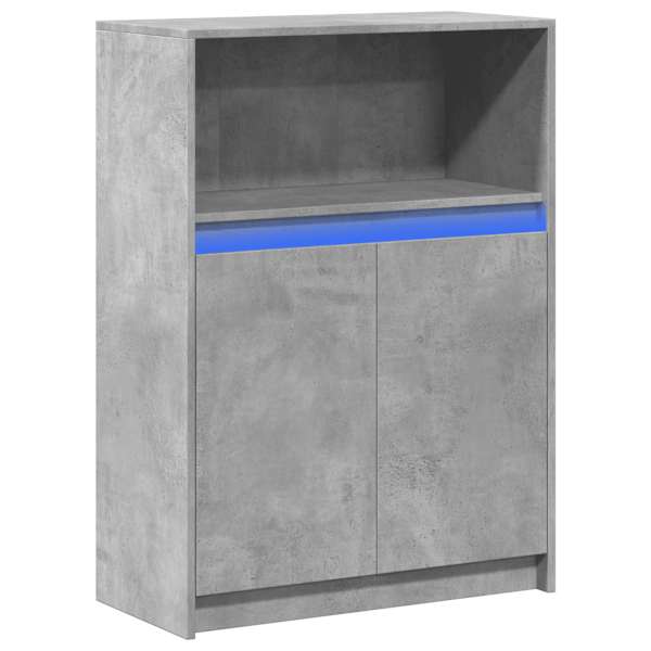 Puhvetkapp LED-tulega, betoonhall, 72 × 34 × 100 cm, tehispuit
