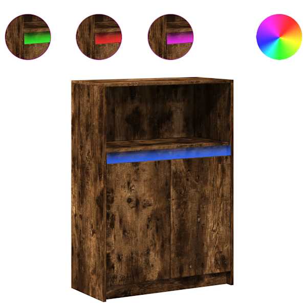 Puhvetkapp LED-tulega, suitsutatud tamm, 72 × 34 × 100 cm tehispuit