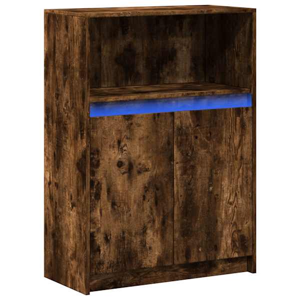 Puhvetkapp LED-tulega, suitsutatud tamm, 72 × 34 × 100 cm tehispuit
