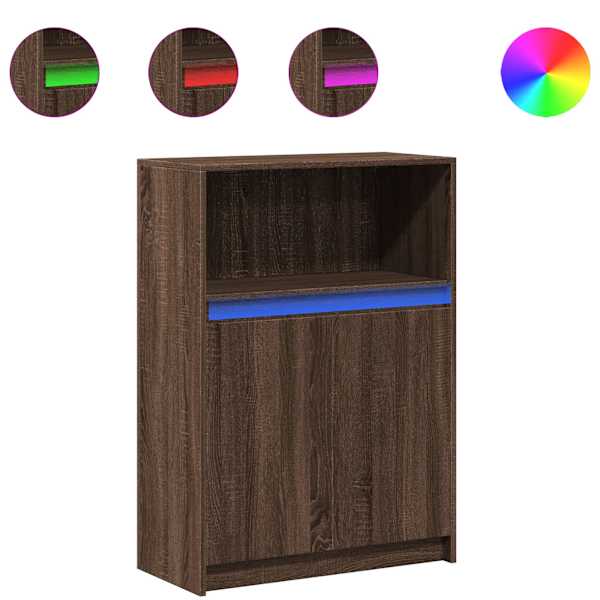 Puhvetkapp LED-tulega, pruun tamm, 72 × 34 × 100 cm, tehispuit