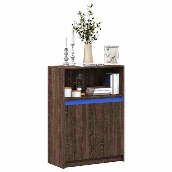 Puhvetkapp LED-tulega, pruun tamm, 72 × 34 × 100 cm, tehispuit