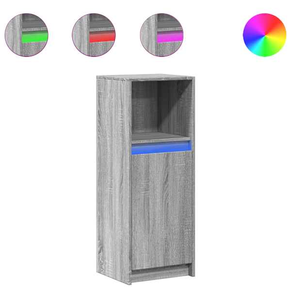 Puhvetkapp LED-tulega, hall Sonoma tamm, 38 × 34 × 100 cm tehispuit