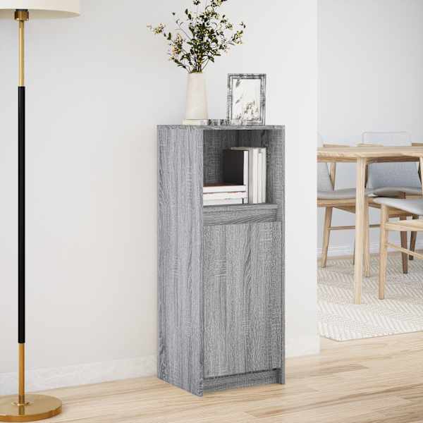 Puhvetkapp LED-tulega, hall Sonoma tamm, 38 × 34 × 100 cm tehispuit