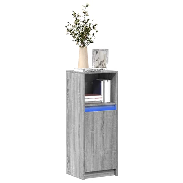 Puhvetkapp LED-tulega, hall Sonoma tamm, 38 × 34 × 100 cm tehispuit