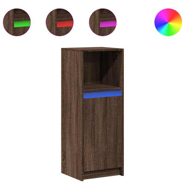 Puhvetkapp LED-tulega, pruun tamm, 38 × 34 × 100 cm, tehispuit
