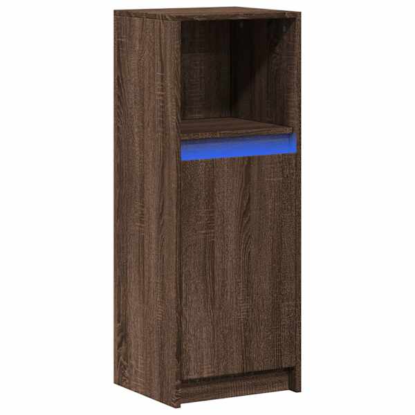 Puhvetkapp LED-tulega, pruun tamm, 38 × 34 × 100 cm, tehispuit