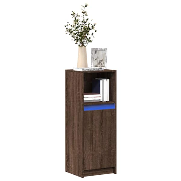 Puhvetkapp LED-tulega, pruun tamm, 38 × 34 × 100 cm, tehispuit