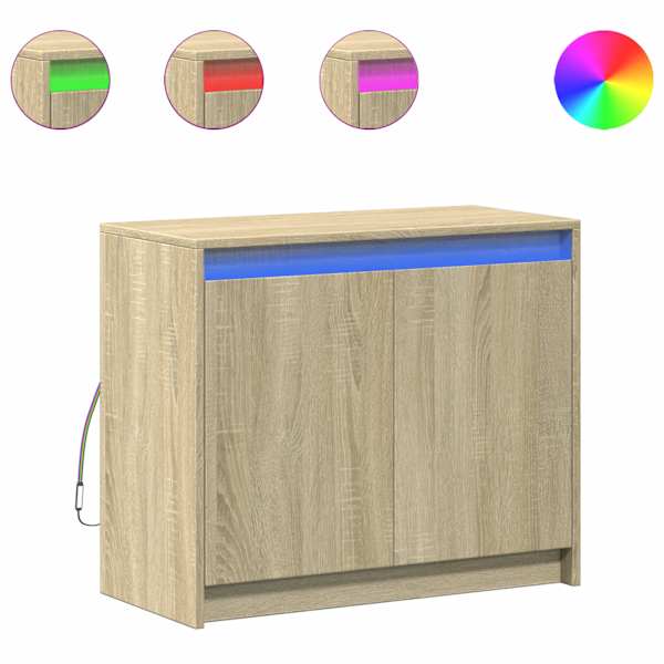Puhvetkapp LED-tulega, Sonoma tamm, 72 × 34 × 61 cm, tehispuit
