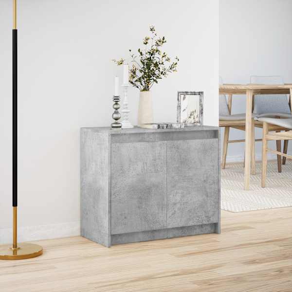 Puhvetkapp LED-tulega, betoonhall, 72 × 34 × 61 cm, tehispuit