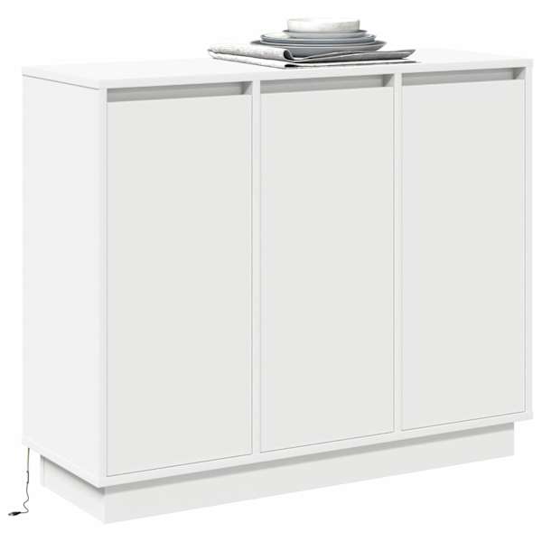 LED Kummuti Valge 90 × 32 × 75 cm Tehispuit