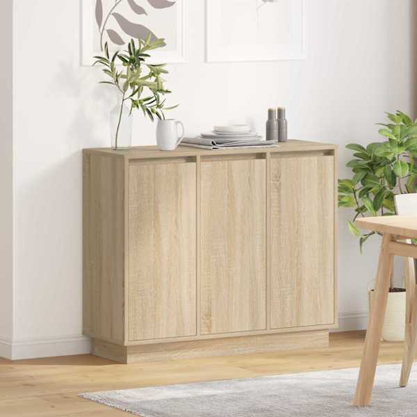 LED Kummuti Sonoma tamm 90 × 32 × 75 cm Tehispuit