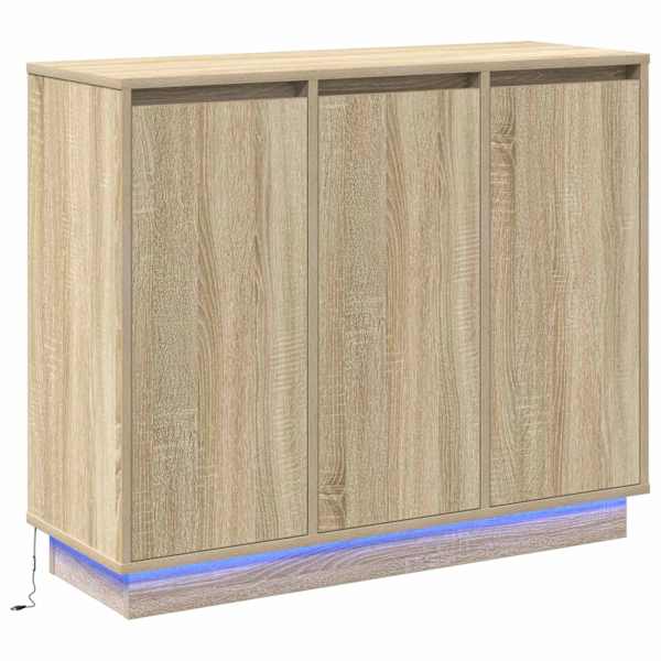 LED Kummuti Sonoma tamm 90 × 32 × 75 cm Tehispuit
