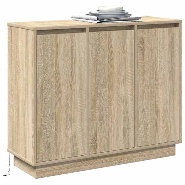LED Kummuti Sonoma tamm 90 × 32 × 75 cm Tehispuit