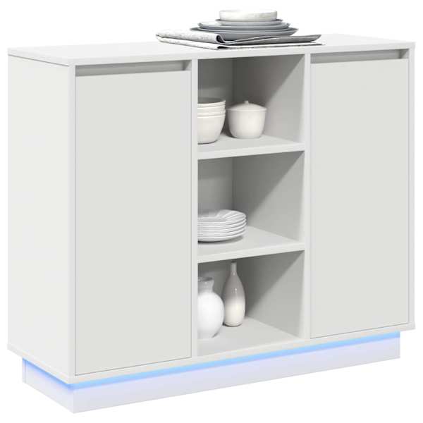 LED Kummuti Valge 90 × 32 × 75 cm Tehispuit