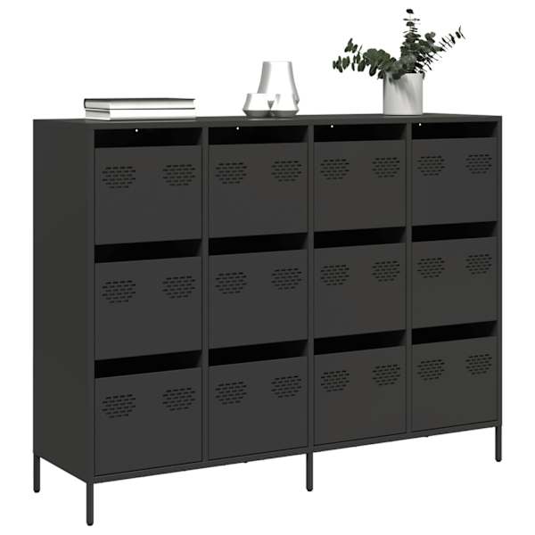 Puhvetkapp, must, 135 × 39 × 103,5 cm, külmvaltsitud teras