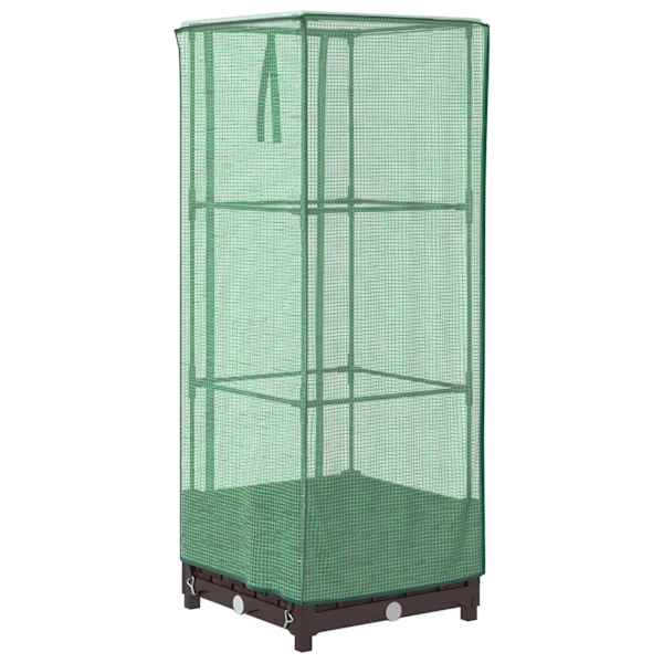Taimekast kasvuhoonekattega 40 × 40 × 123 cm – pruun