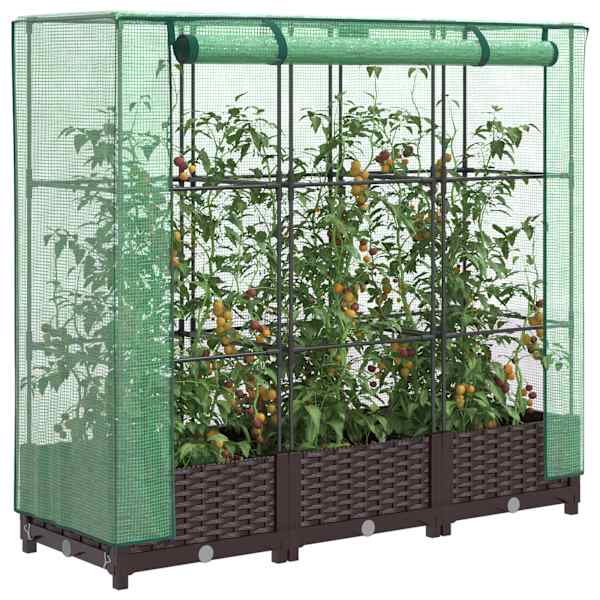 Taimekast kasvuhoonekattega 120 × 40 × 123 cm – pruun