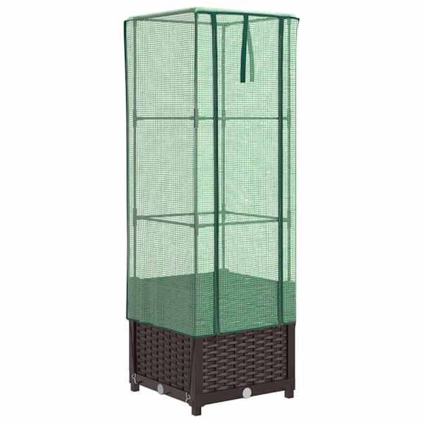 Taimekast kasvuhoonekattega 40 × 40 × 139 cm – pruun