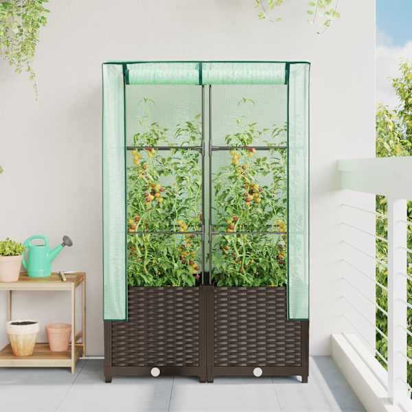 Taimekast kasvuhoonekattega 80 × 40 × 138 cm – pruun