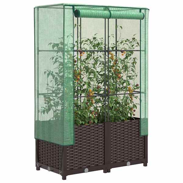 Taimekast kasvuhoonekattega 80 × 40 × 138 cm – pruun