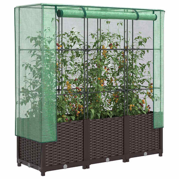 Taimekast kasvuhoonekattega 120 × 40 × 138 cm – pruun