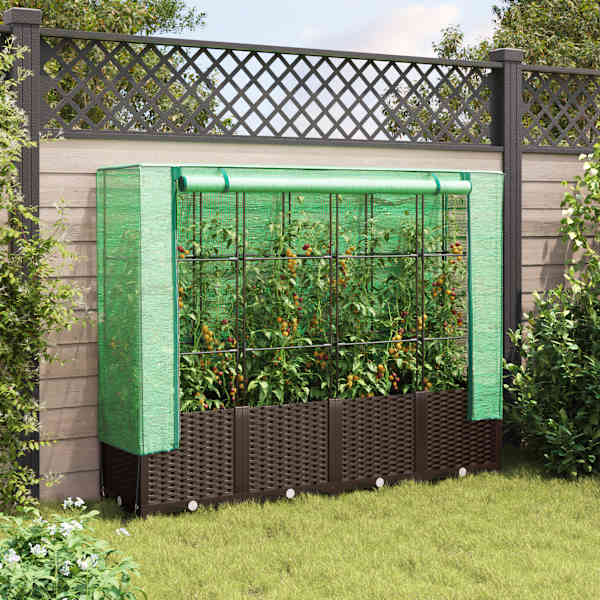 Taimekast kasvuhoonekattega 160 × 40 × 138 cm – pruun