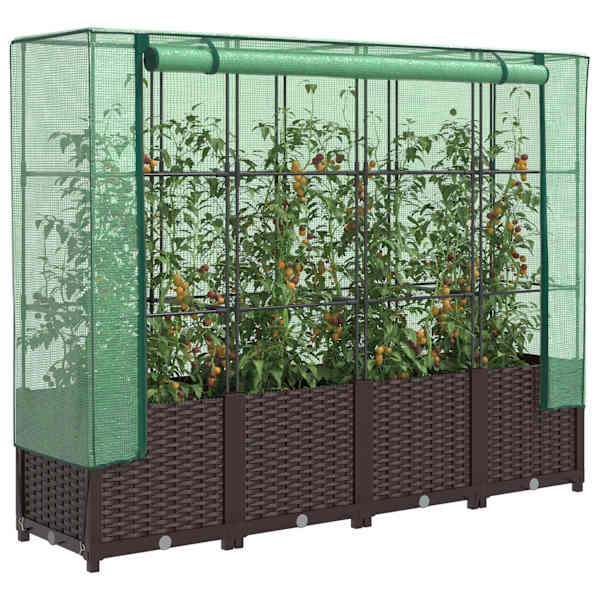 Taimekast kasvuhoonekattega 160 × 40 × 138 cm – pruun