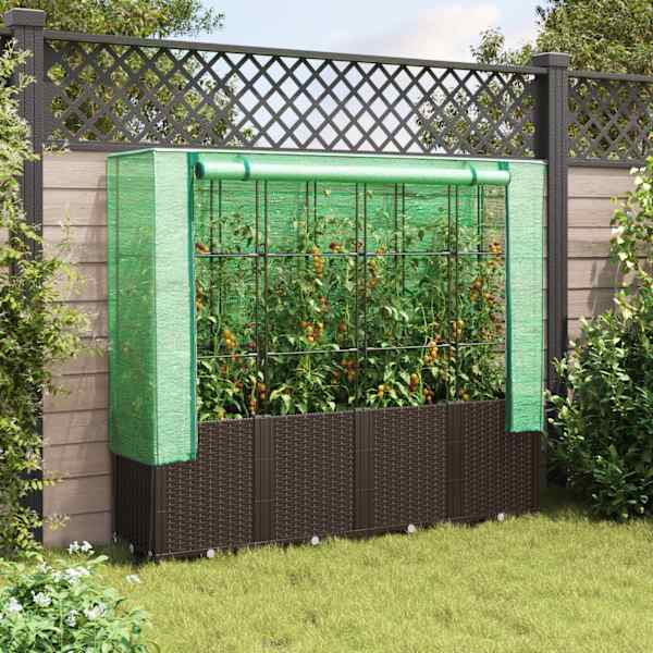 Taimekast kasvuhoonekattega 160 × 40 × 153 cm – pruun