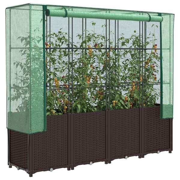 Taimekast kasvuhoonekattega 160 × 40 × 153 cm – pruun