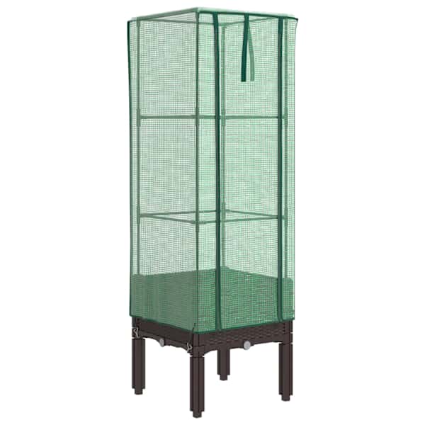 Taimekast kasvuhoonekattega 40 × 40 × 140 cm – pruun