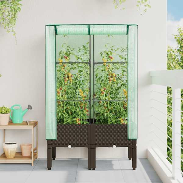 Taimekast kasvuhoonekattega 80 × 40 × 140 cm – pruun