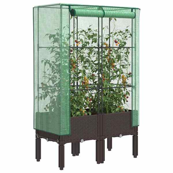 Taimekast kasvuhoonekattega 80 × 40 × 140 cm – pruun